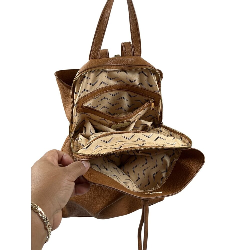 Moda Luxe | Brown Faux Leather Backpack – Distressed Vintage-Style Daypack - Picture 6 of 8